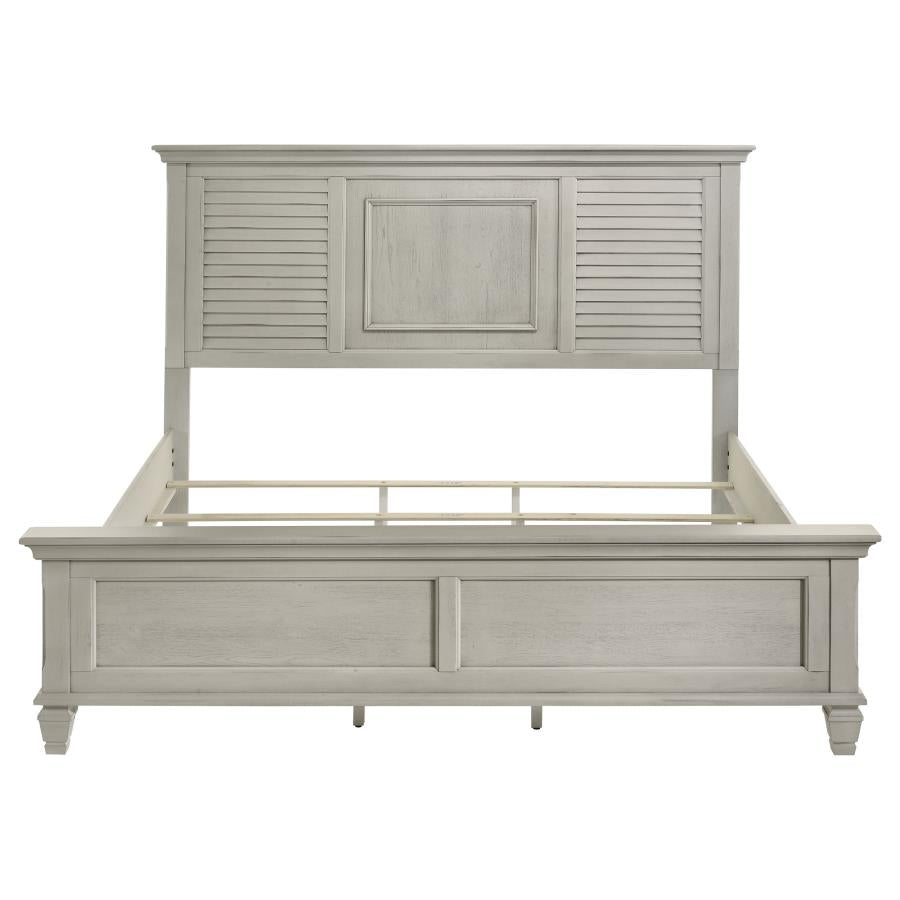 Franco Wood Eastern King Panel Bed Distressed White - 205331KE
