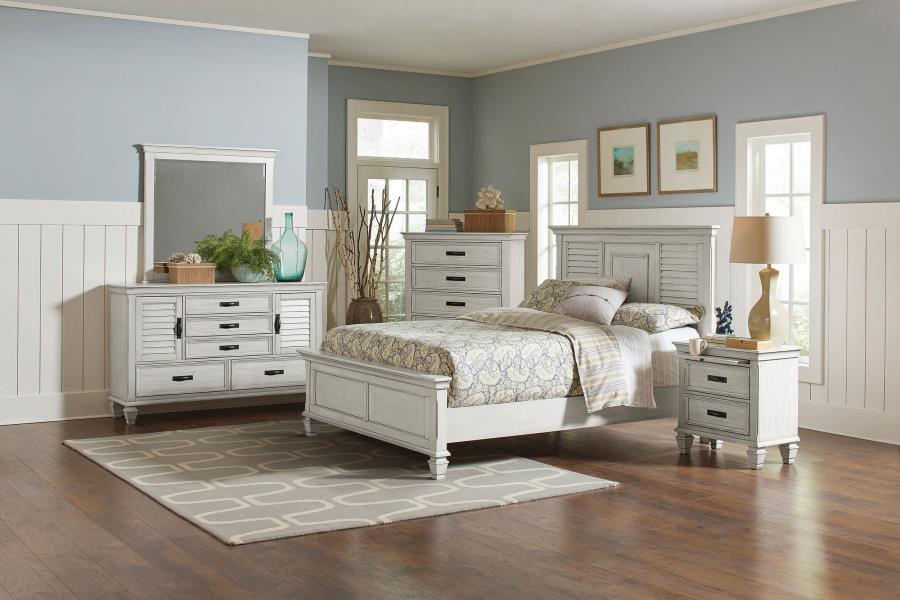 Franco 5-piece Queen Bedroom Set Distressed White - 205331Q-S5