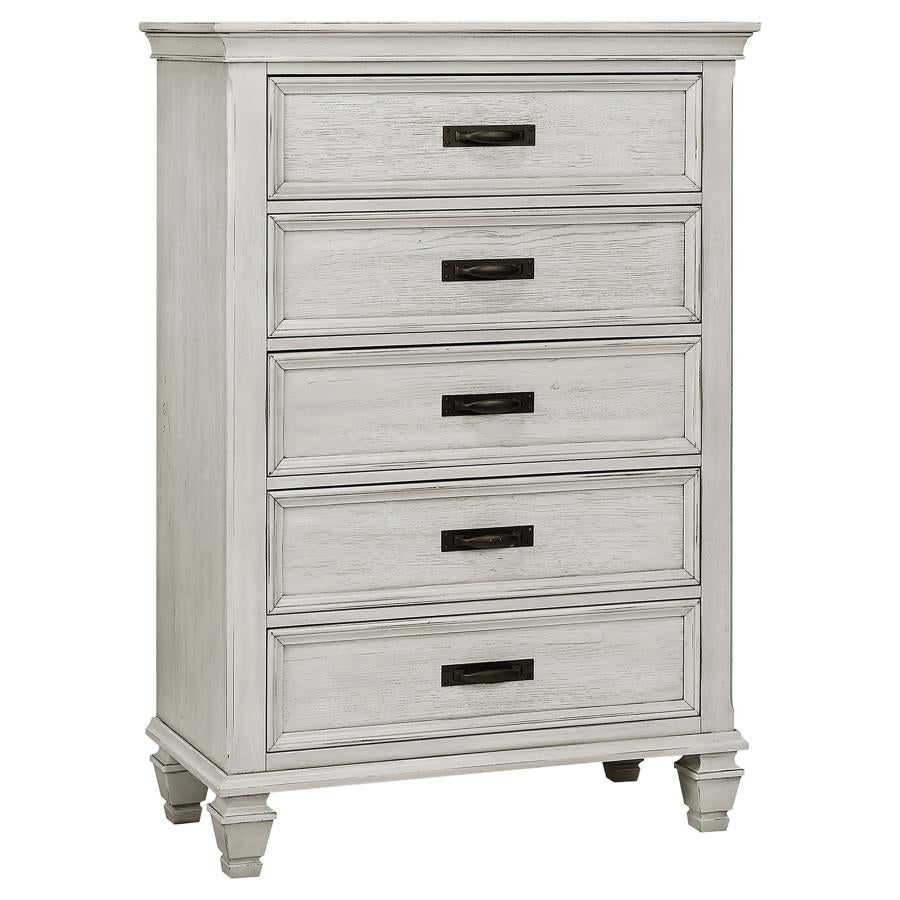 Franco 5-piece Queen Bedroom Set Distressed White - 205331Q-S5