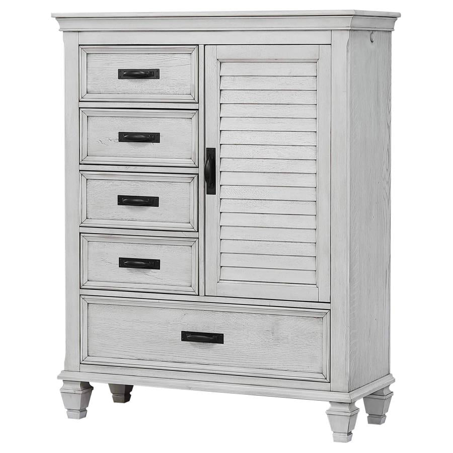Franco 5-drawer Door Chest Distressed White - 205338
