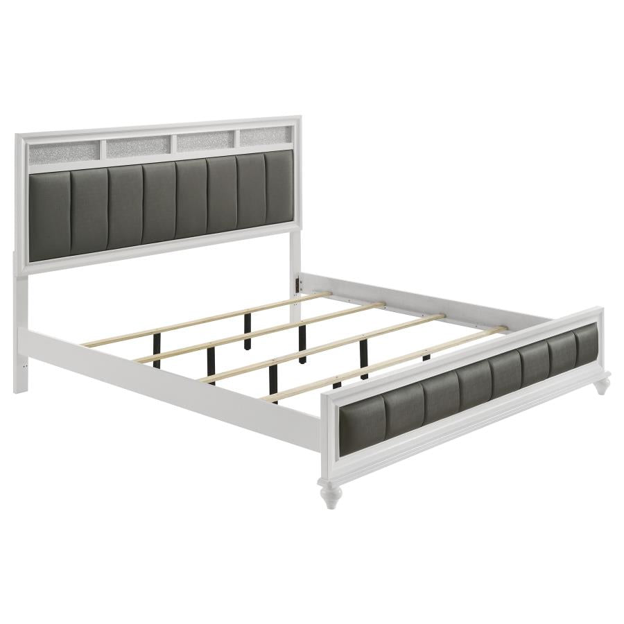 Barzini Wood Eastern King Panel Bed White - 205891KE