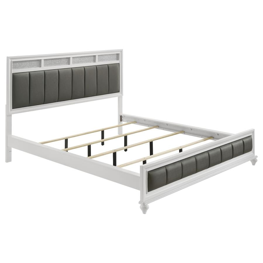 Barzini Wood California King Panel Bed White - 205891KW