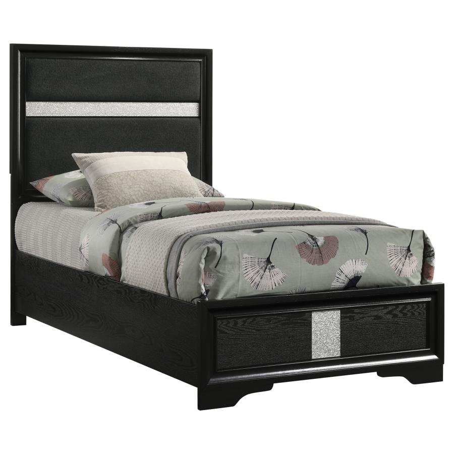 Miranda 54-inch Upholstered Twin Panel Bed Black - 206360T