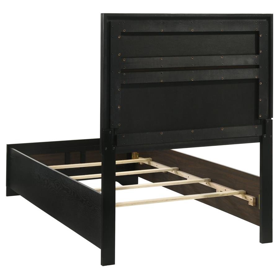 Miranda 54-inch Upholstered Twin Panel Bed Black - 206360T
