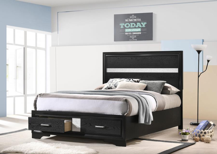 Miranda 51-inch Wood Full Storage Panel Bed Black - 206361F
