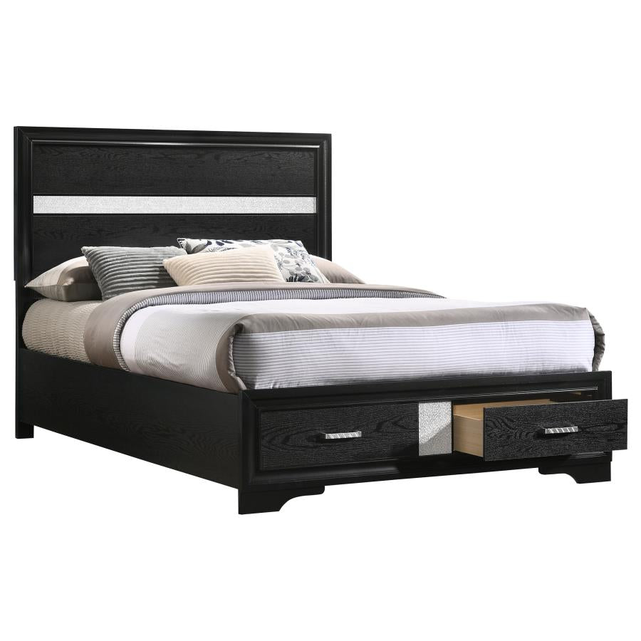 Miranda 51-inch Wood Full Storage Panel Bed Black - 206361F