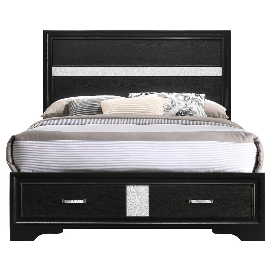 Miranda 51-inch Wood Full Storage Panel Bed Black - 206361F