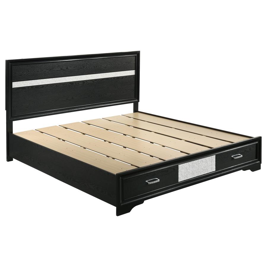 Miranda 51-inch Wood Eastern King Storage Panel Bed Black - 206361KE