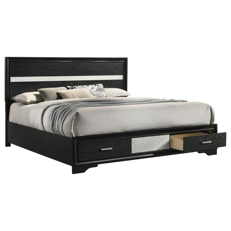 Miranda 51-inch Wood Eastern King Storage Panel Bed Black - 206361KE