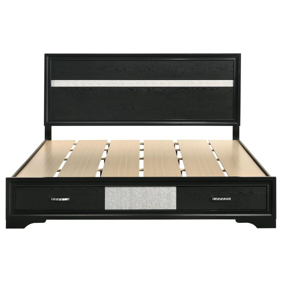 Miranda 51-inch Wood Eastern King Storage Panel Bed Black - 206361KE