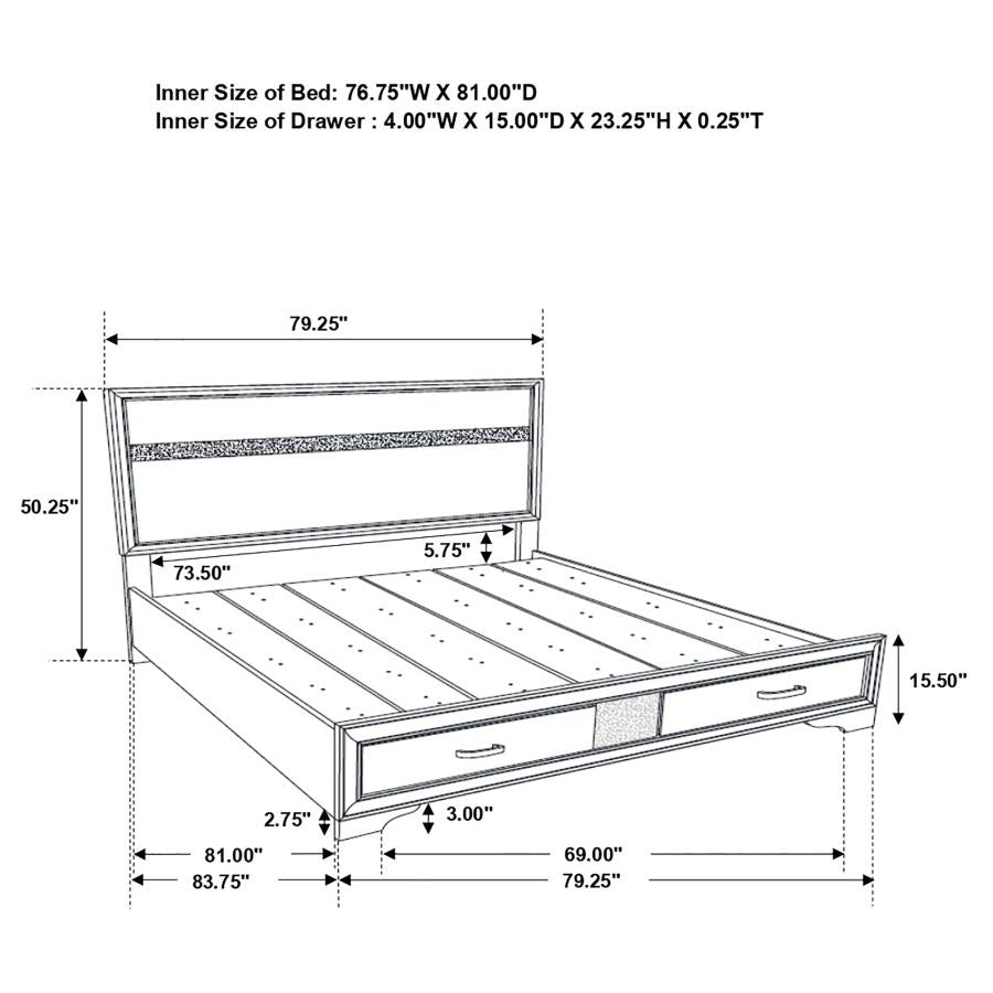Miranda 51-inch Wood Eastern King Storage Panel Bed Black - 206361KE