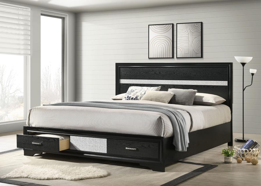 Miranda 51-inch Wood California King Storage Panel Bed Black - 206361KW