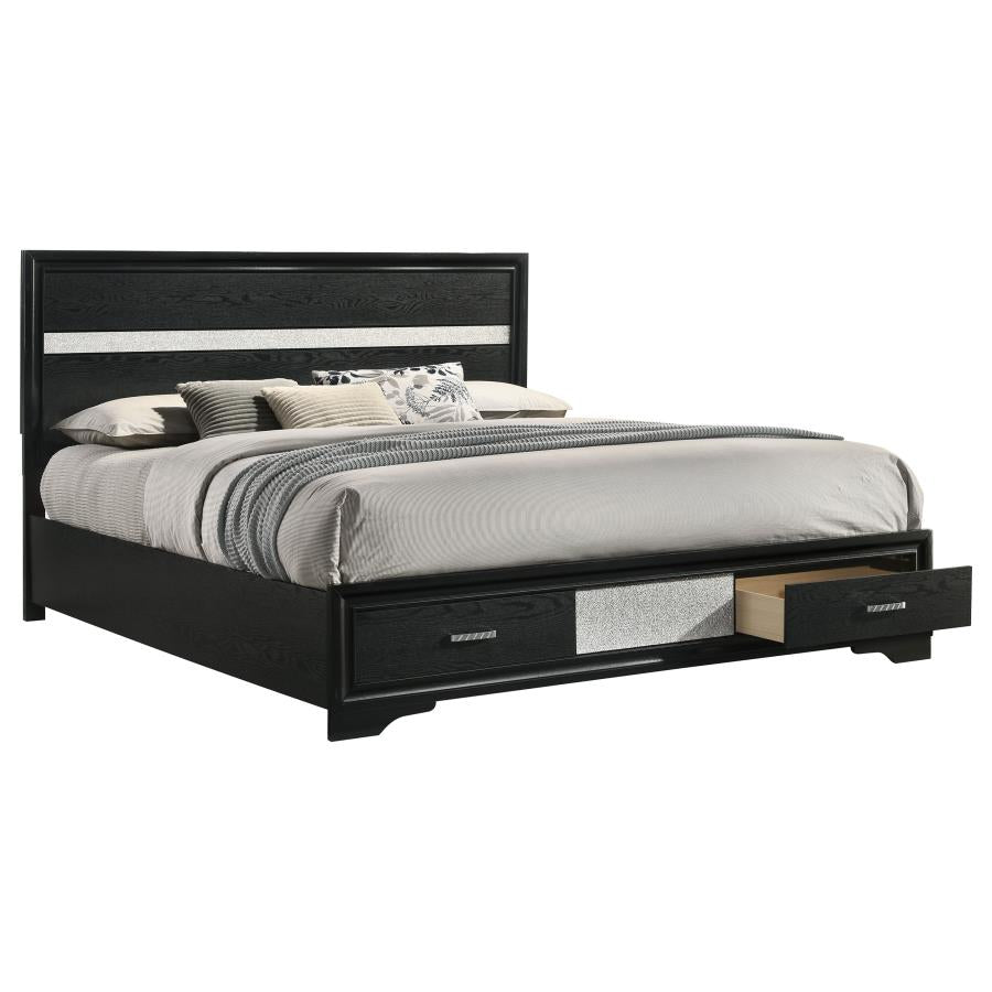 Miranda 51-inch Wood California King Storage Panel Bed Black - 206361KW