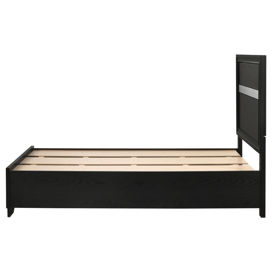 Miranda 51-inch Wood Twin Storage Panel Bed Black - 206361T