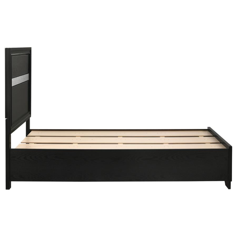 Miranda 51-inch Wood Twin Storage Panel Bed Black - 206361T
