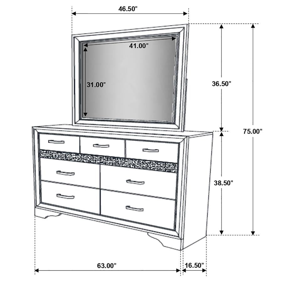 Miranda 7-drawer Dresser with Mirror Black - 206363M