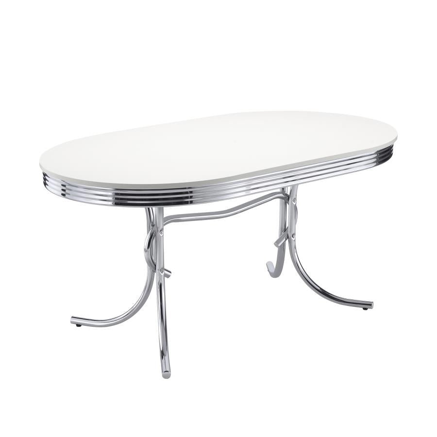 Retro 5-piece Oval Dining Table Set White and Black - 2065-S5