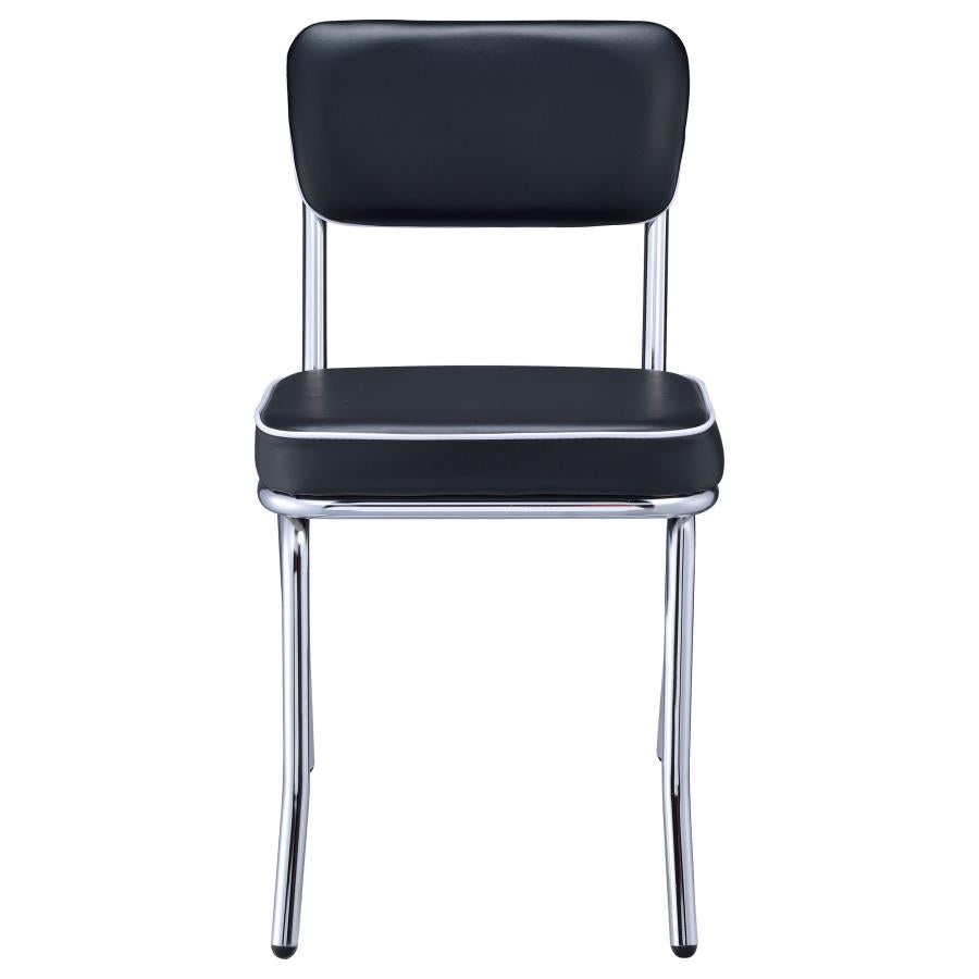 Retro Upholstered Dining Side Chair Black (Set of 2) - 2066