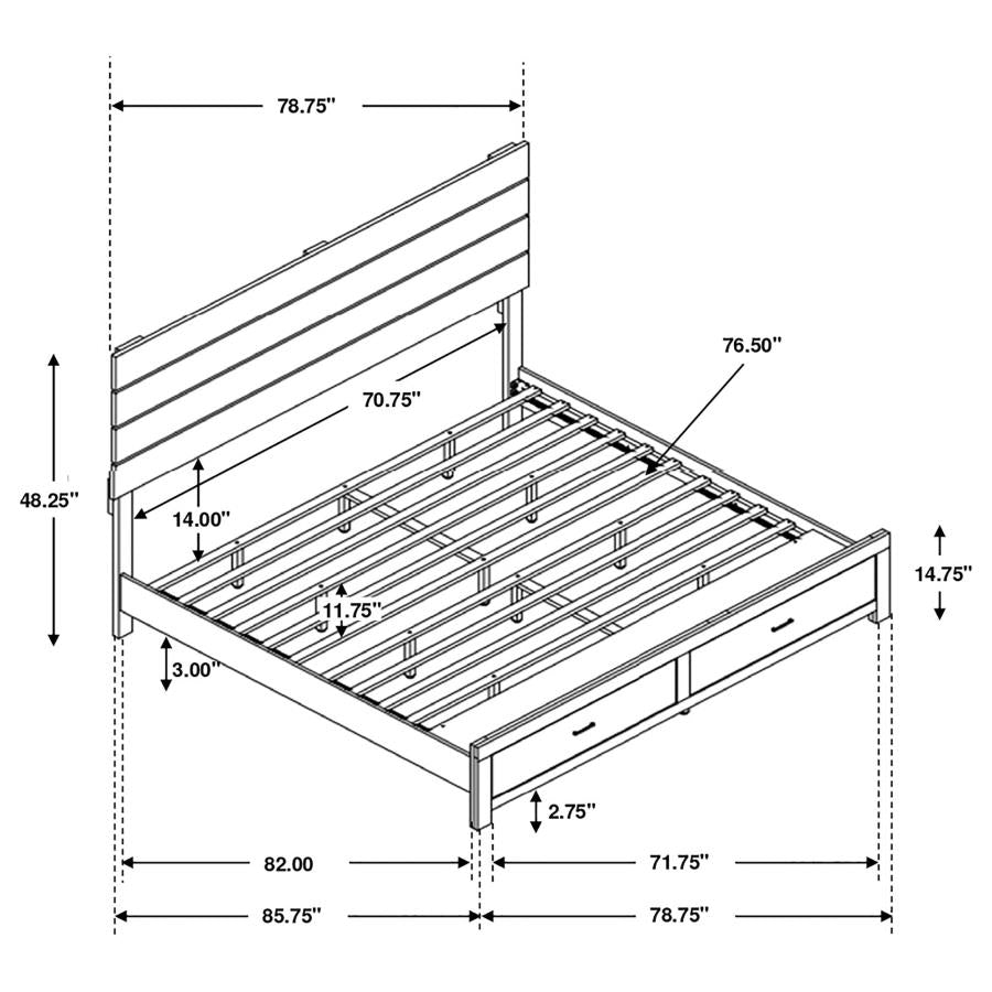 Brantford Wood Eastern King Storage Panel Bed Barrel Oak - 207040KE