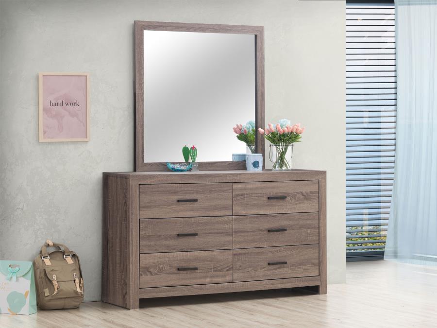 Brantford 6-drawer Dresser with Mirror Barrel Oak - 207043M