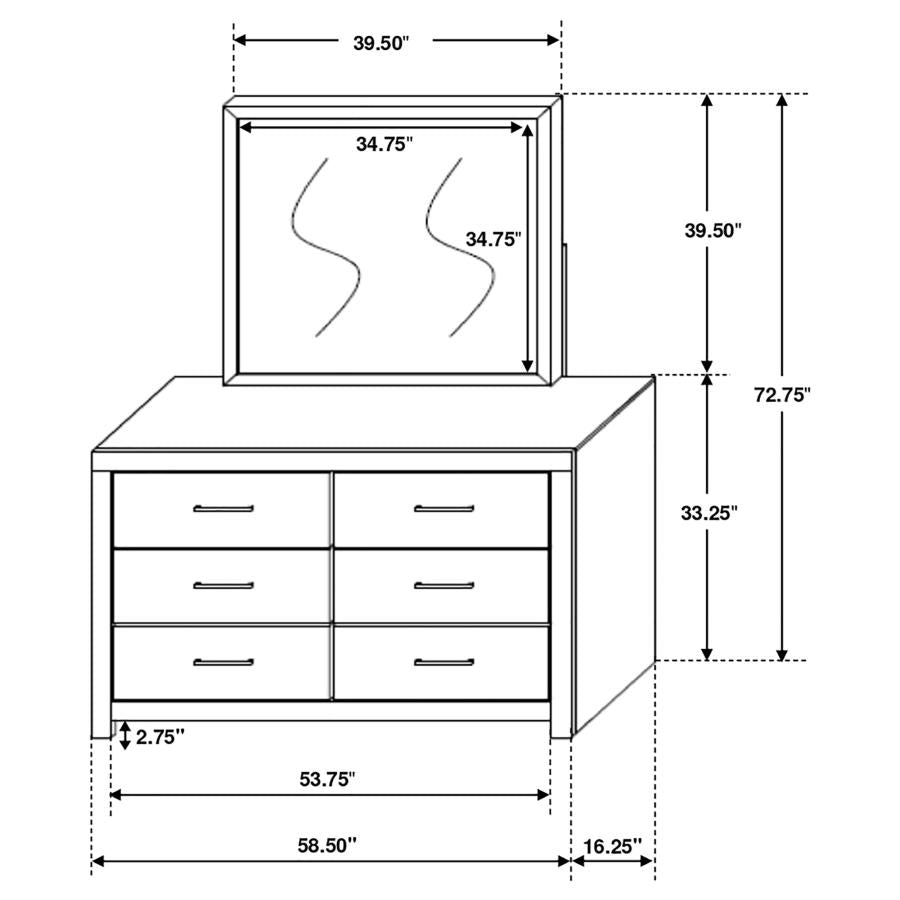 Brantford 6-drawer Dresser with Mirror Barrel Oak - 207043M