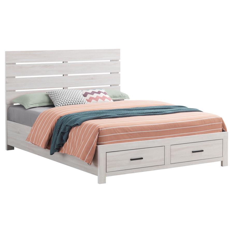 Brantford Wood Queen Storage Panel Bed Coastal White - 207050Q
