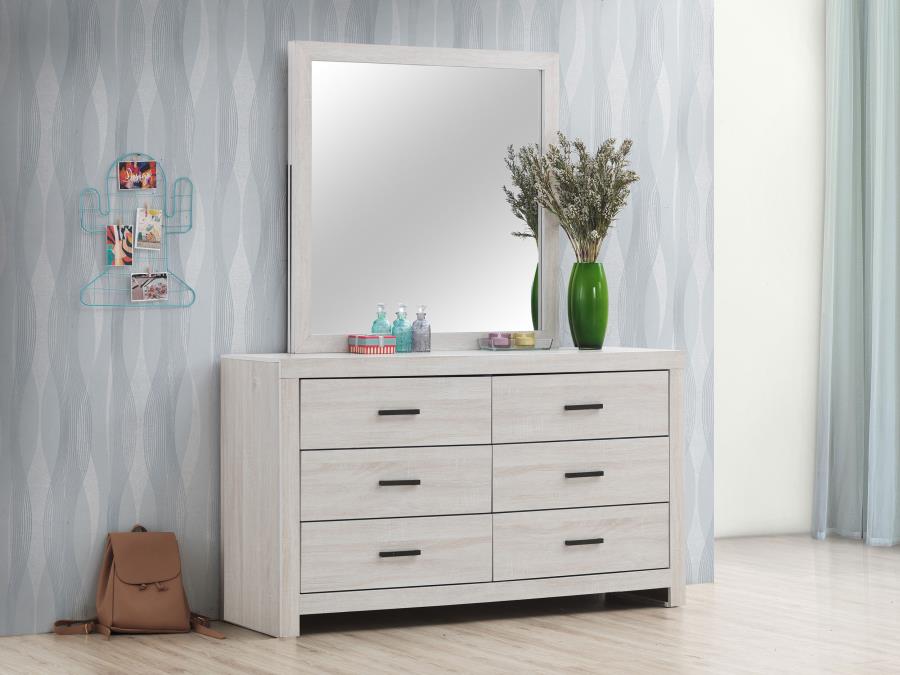 Brantford 6-drawer Dresser with Mirror Coastal White - 207053M