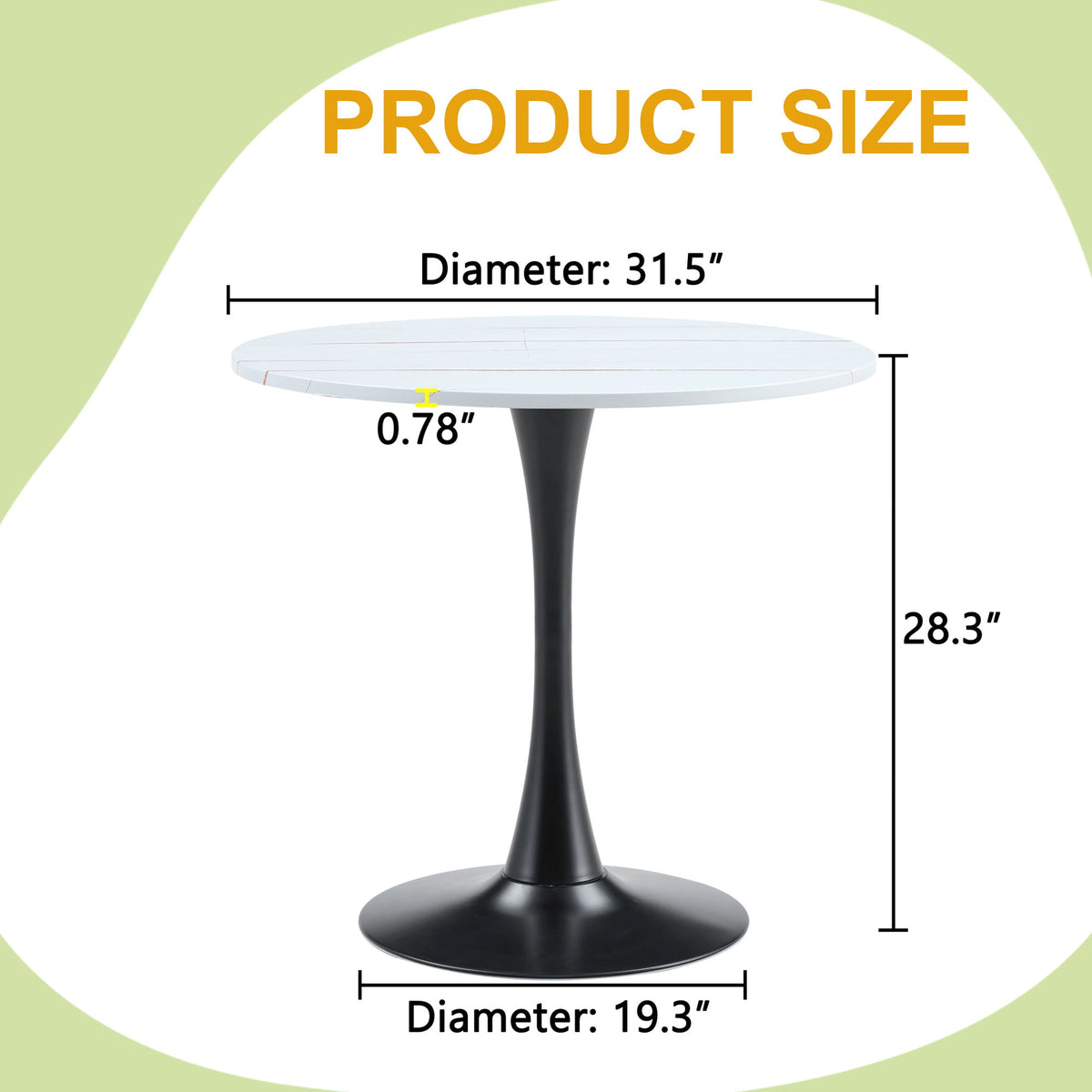 Round Dining Table For Kitchen - Black White