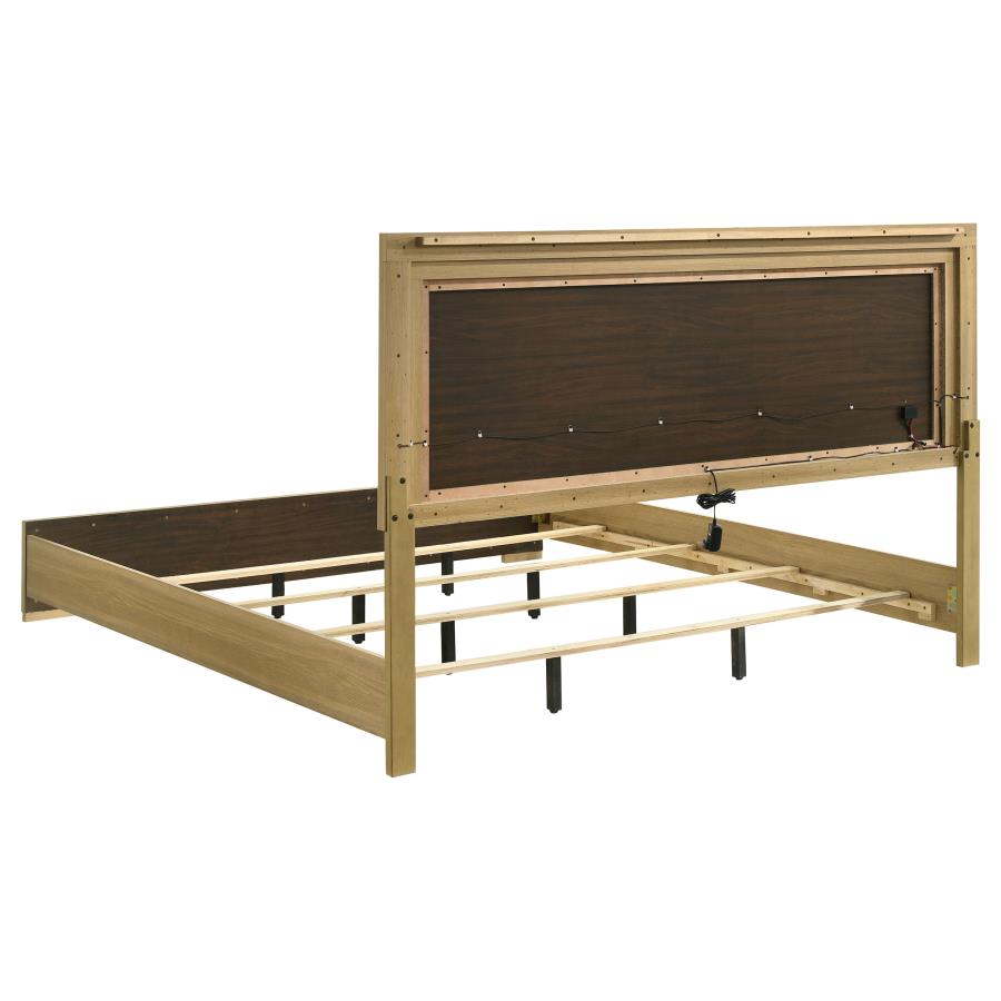 Hyland Eastern King Panel Bed LED Headboard Natural - 215651KE