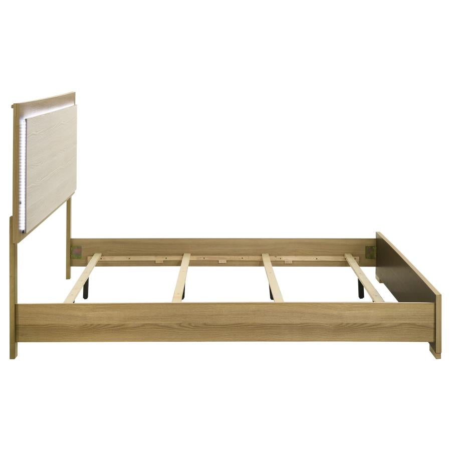 Hyland Eastern King Panel Bed LED Headboard Natural - 215651KE