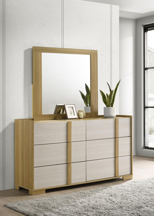 Hyland 6-drawer Dresser with Mirror Natural - 215653M