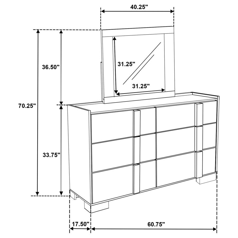 Hyland 6-drawer Dresser with Mirror Natural - 215653M