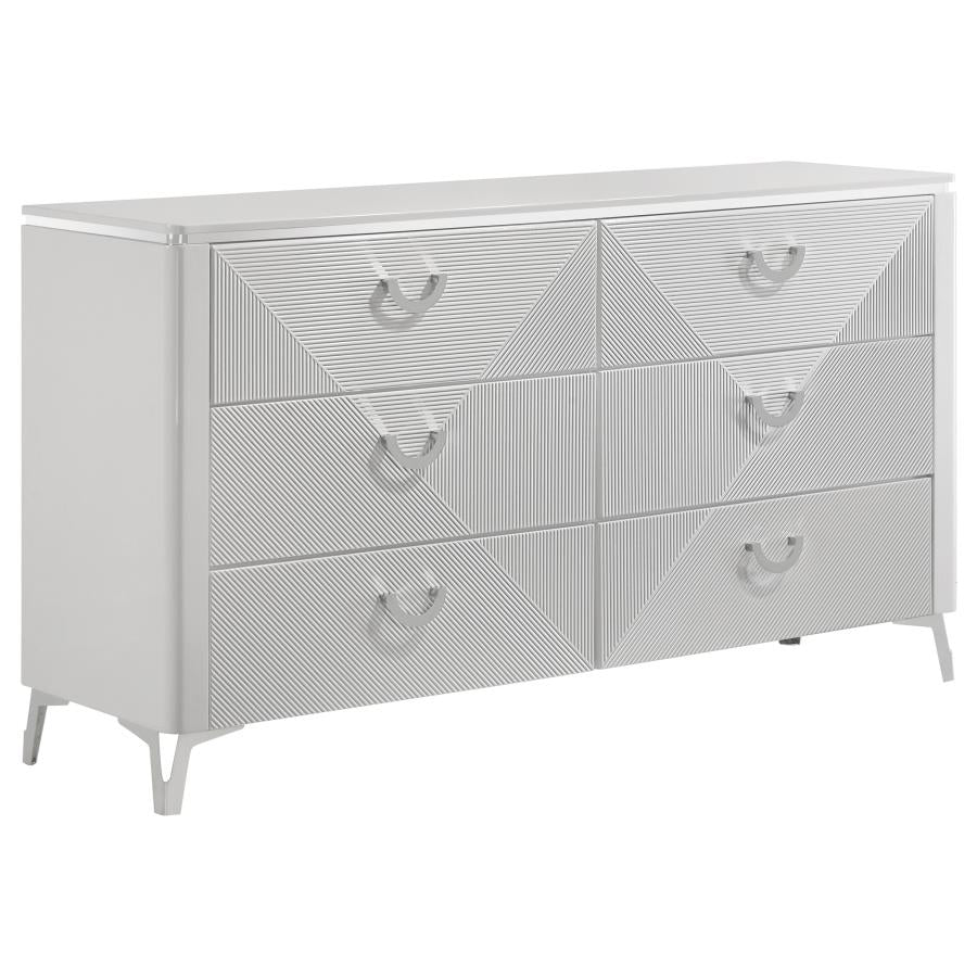 Cassia 4-piece Queen LED Bedroom Set White High Gloss - 215791Q-S4