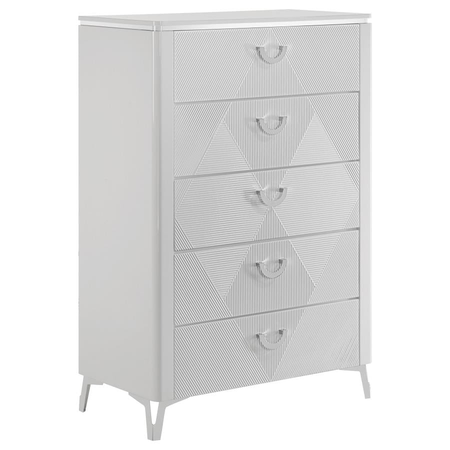 Cassia 5-piece Queen LED Bedroom Set White High Gloss - 215791Q-S5