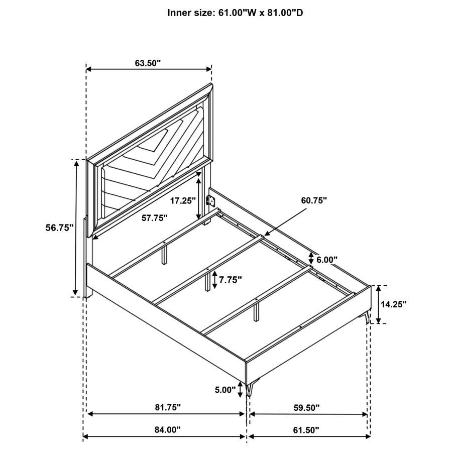 Cassia Queen LED Panel Bed White High Gloss - 215791Q