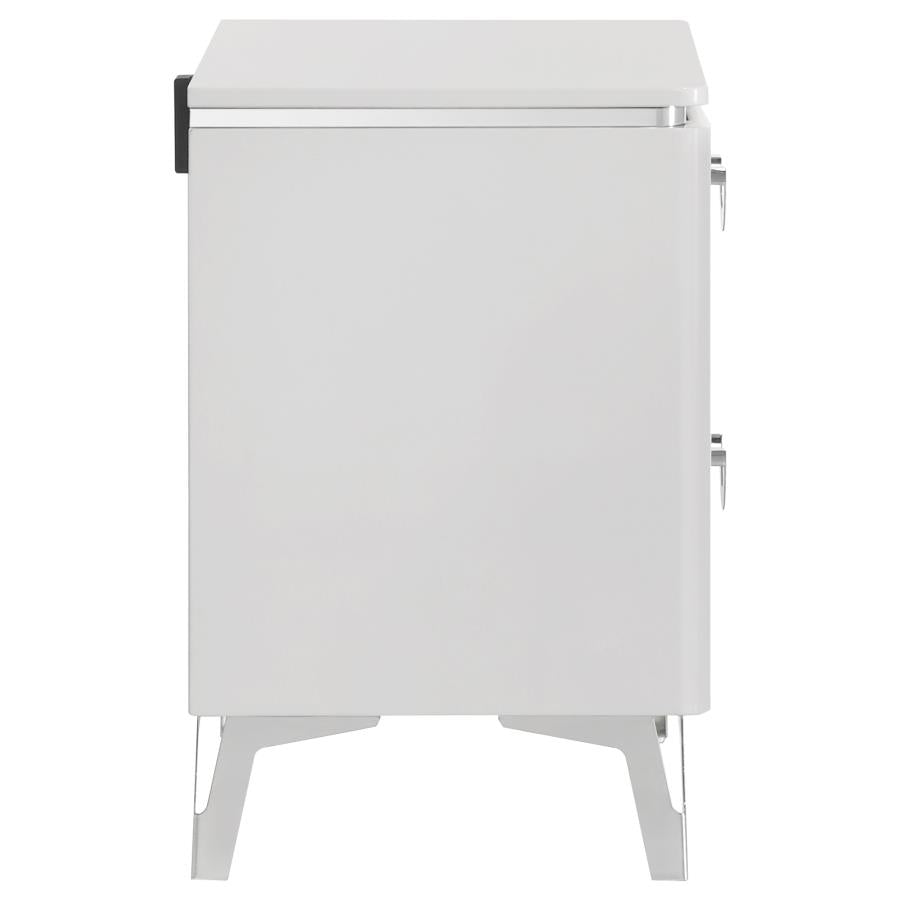 Cassia 2-drawer Nightstand Bedside Table White High Gloss - 215792