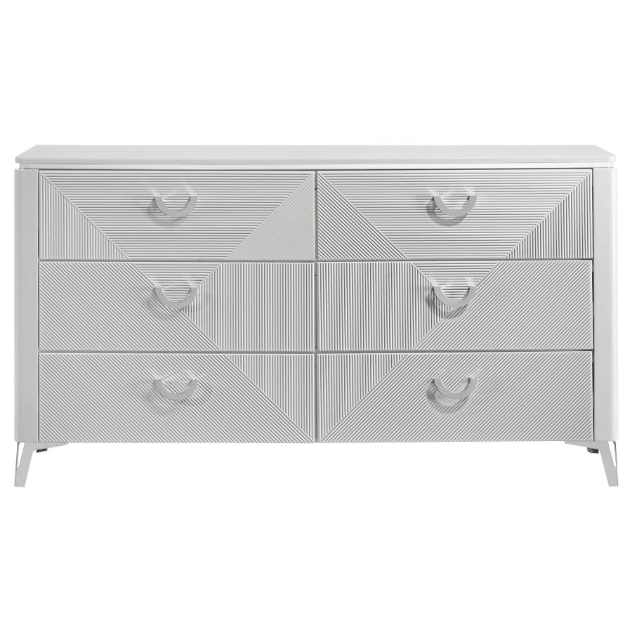 Cassia 6-drawer Bedroom Dresser Cabinet White High Gloss - 215793