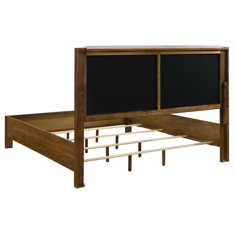 Adderley Eastern King Wood Panel Bed Cream and Warm Brown - 215851KE