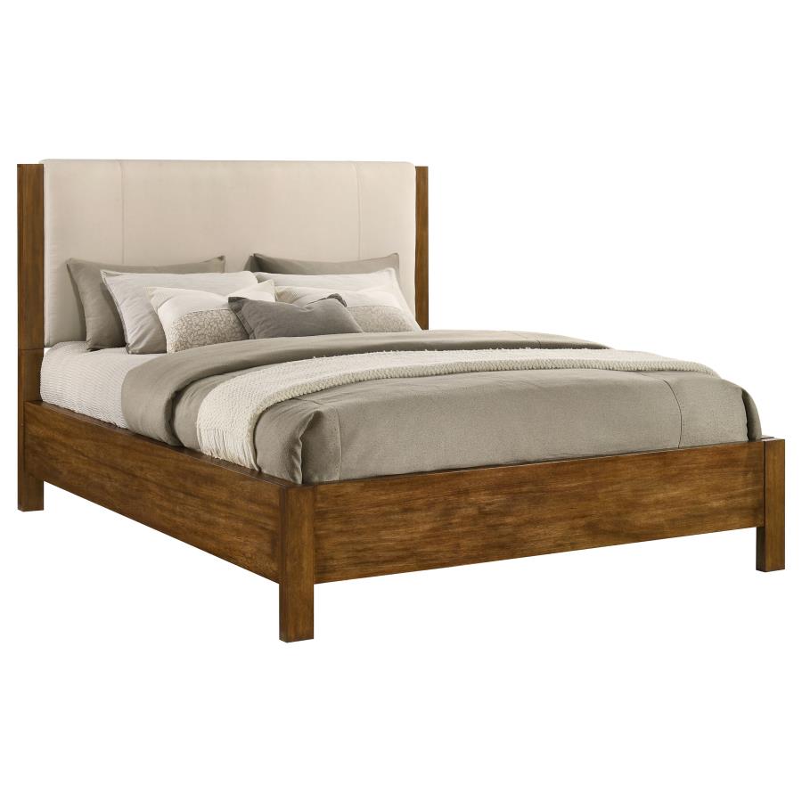 Adderley California King Wood Panel Bed Cream and Warm Brown - 215851KW