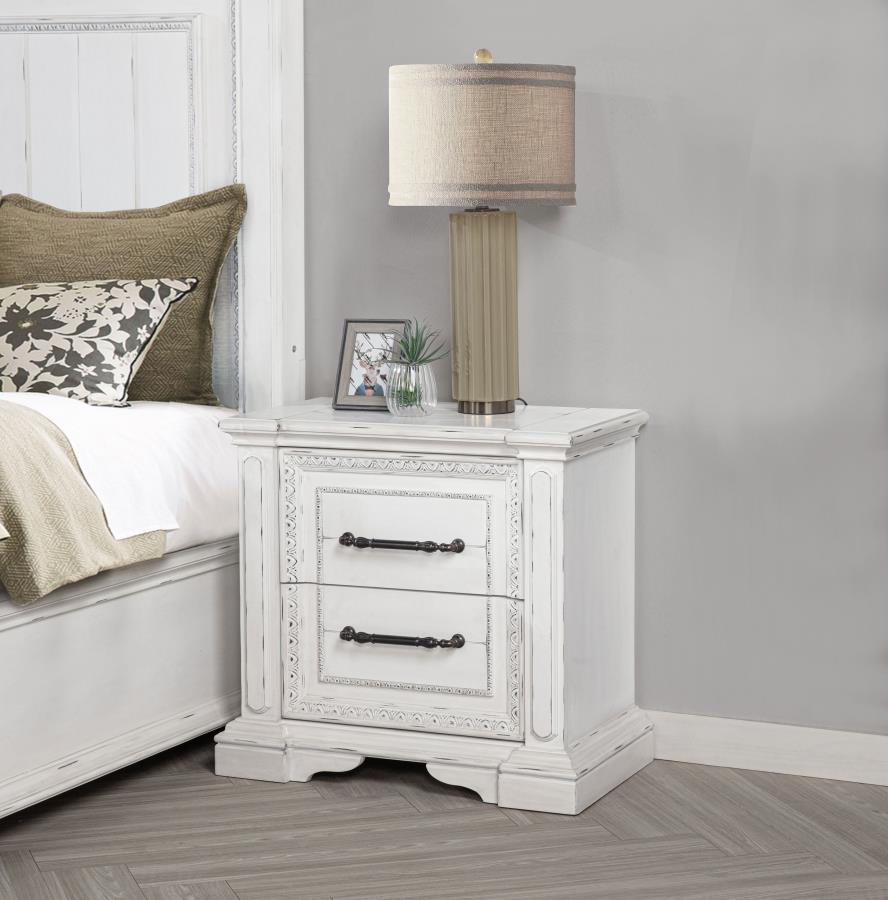 McKinney 2-drawer Nightstand with Dual USB Vintage White - 215872