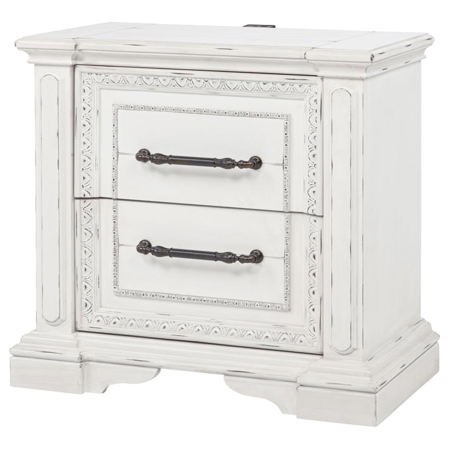 McKinney 2-drawer Nightstand with Dual USB Vintage White - 215872