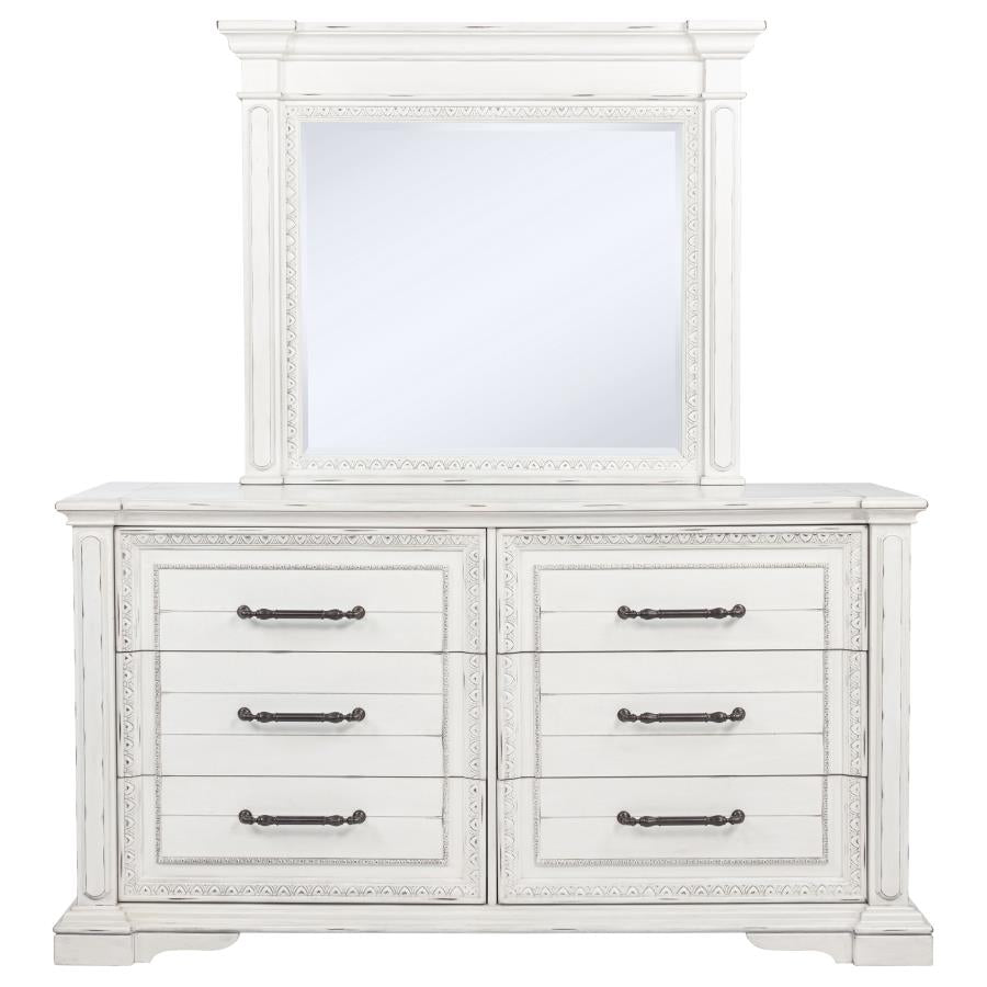 McKinney 6-drawer Bedroom Dresser with Mirror Vintage White - 215873M