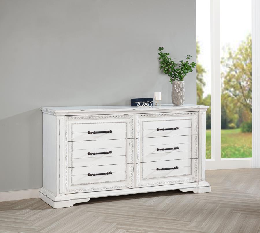 McKinney 6-drawer Bedroom Dresser Cabinet Vintage White - 215873