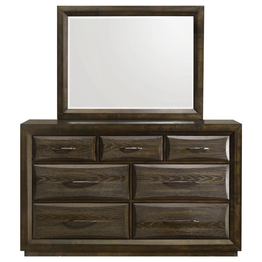 Atlas 7-drawer Bedroom Dresser and Mirror Set Dark Oak - 215973M