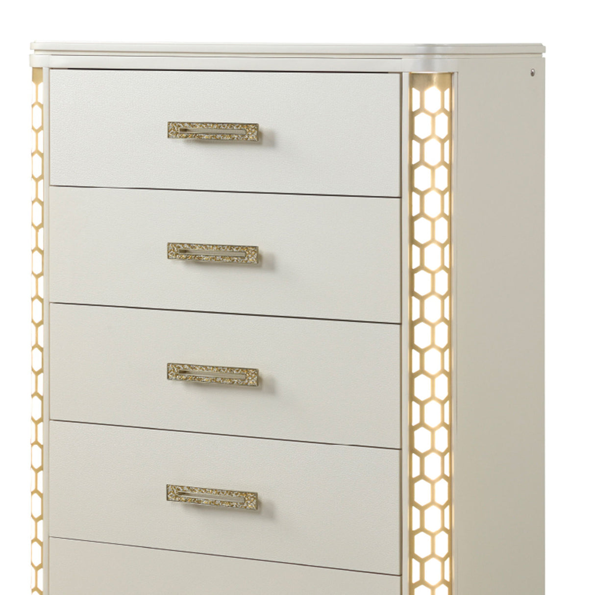 Jasmine - 5 Drawer Chest With Side LED Lightning - Beige