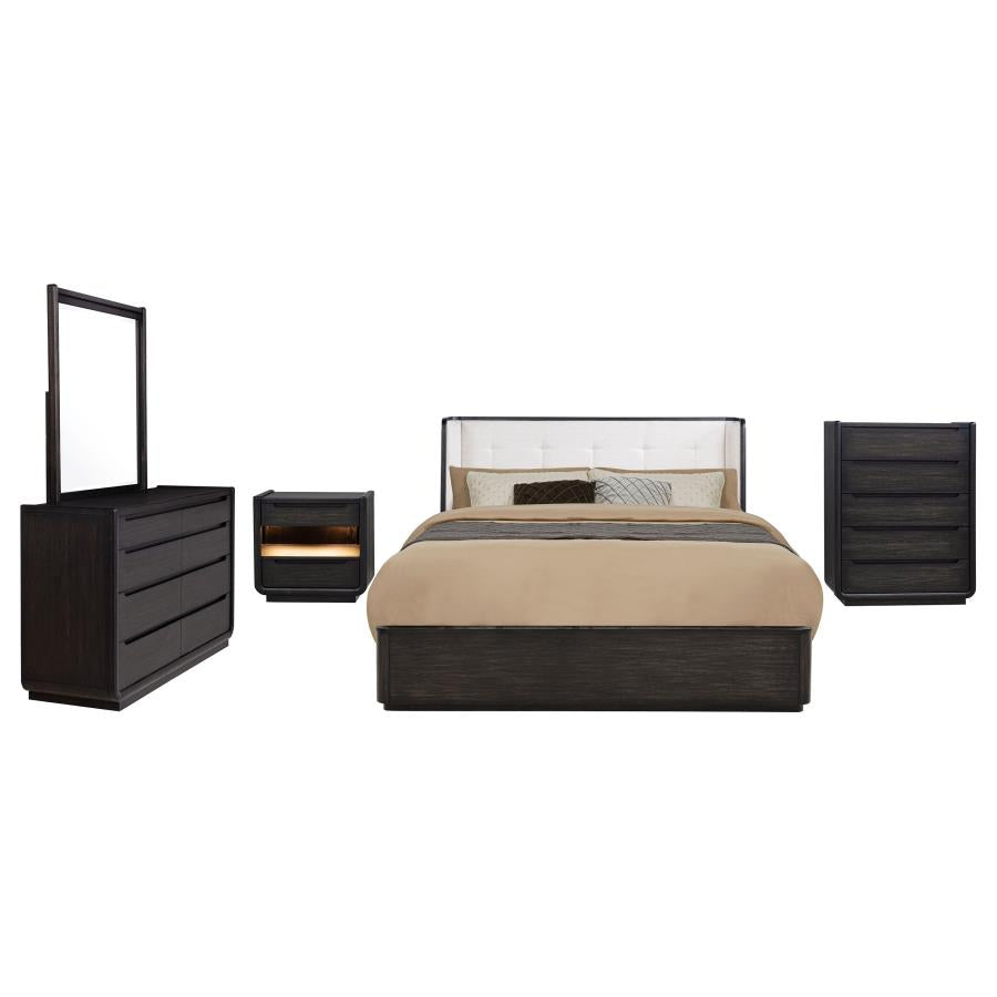 Leandro 5-piece Eastern King Bedroom Set Burnished Black - 222491KE-S5