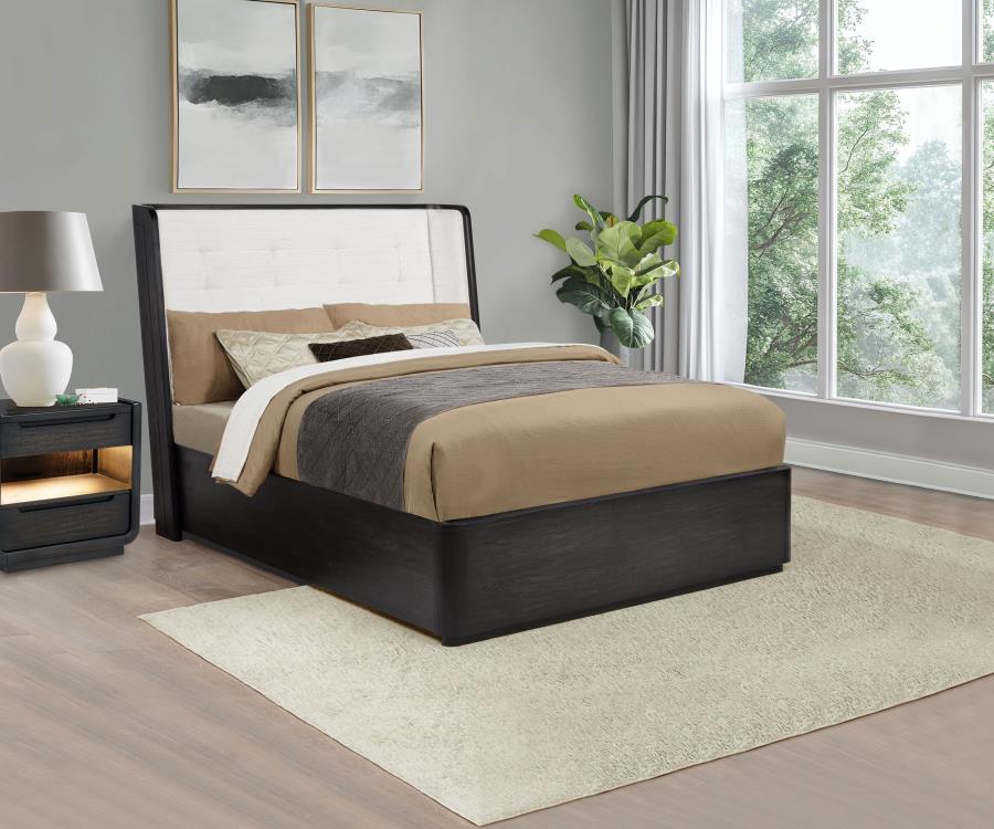 Leandro 55-inch Queen Wingback Bed Burnished Black - 222491Q