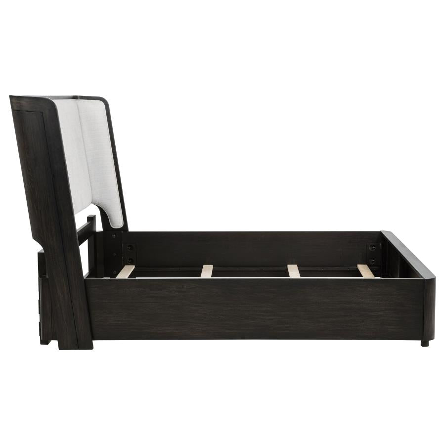 Leandro 55-inch Queen Wingback Bed Burnished Black - 222491Q