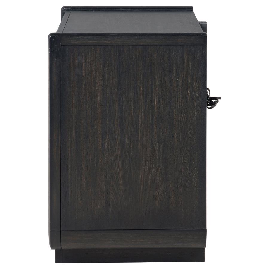 Leandro 2-drawer LED Nightstand with USB Burnished Black - 222492