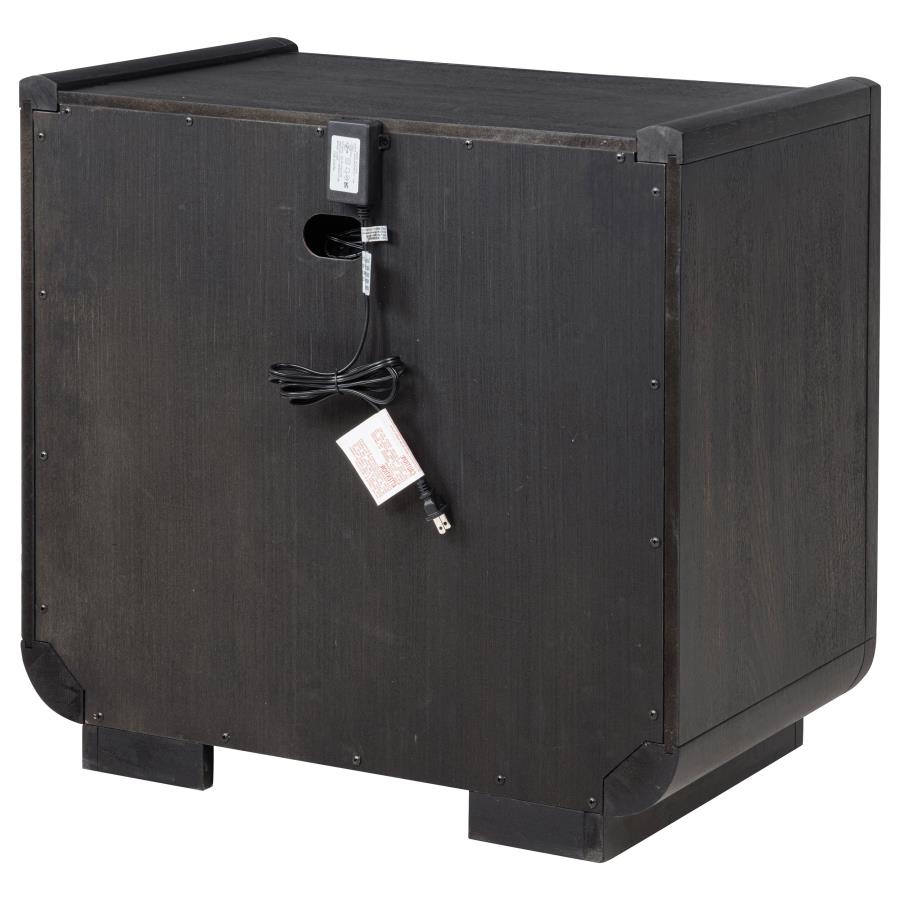 Leandro 2-drawer LED Nightstand with USB Burnished Black - 222492